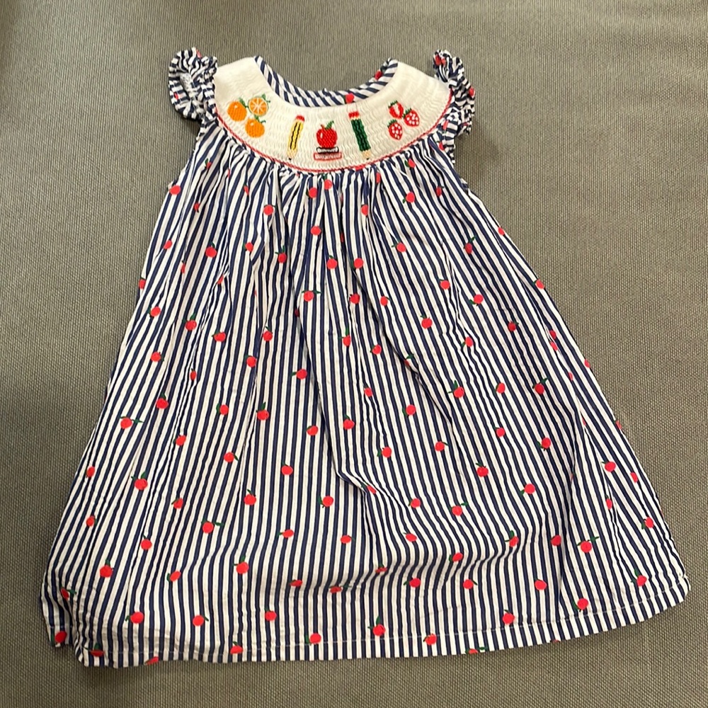 Smocked school themed dress girl size 2T-3T